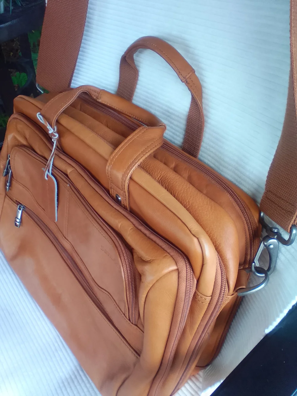 SAMSONITE COLUMBIAN LEATHER BRIEFCASE CARRY ON LUGGAGE MESSENGER BAG